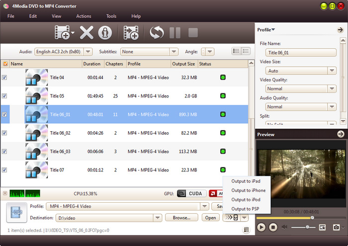 4Media DVD to MP4 Converter - convert DVD to MP4 video
