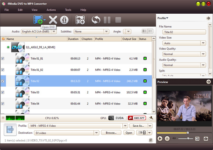 4Media DVD to MP4 Converter - convert DVD to MP4 video