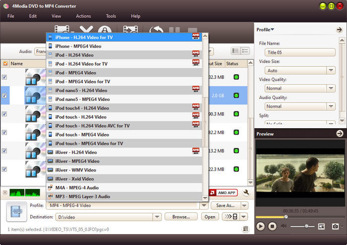 4Media DVD to MP4 Converter - convert DVD to MP4 video